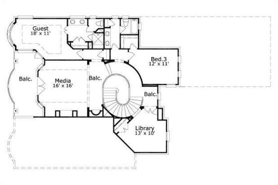 Floor Plan - Upper Floor for Colonial House Plan #411-887 - 4 bed, 3.5 bath