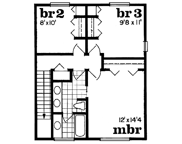 Traditional Floor Plan - Upper Floor Plan #47-397