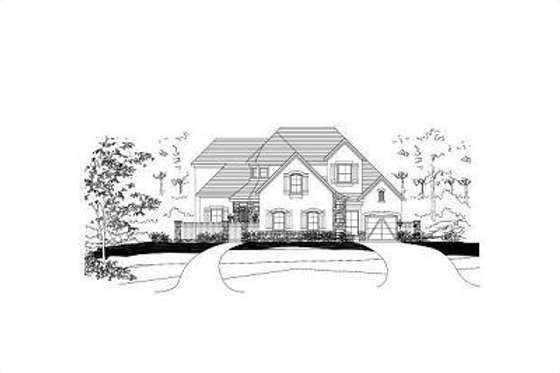 Exterior - Front Elevation for European House Plan #411-301 - 4 bed, 3.5 bath