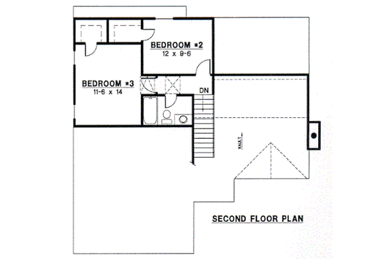 Floor Plan - Upper Floor for Traditional House Plan #67-689 - 3 bed, 2 bath