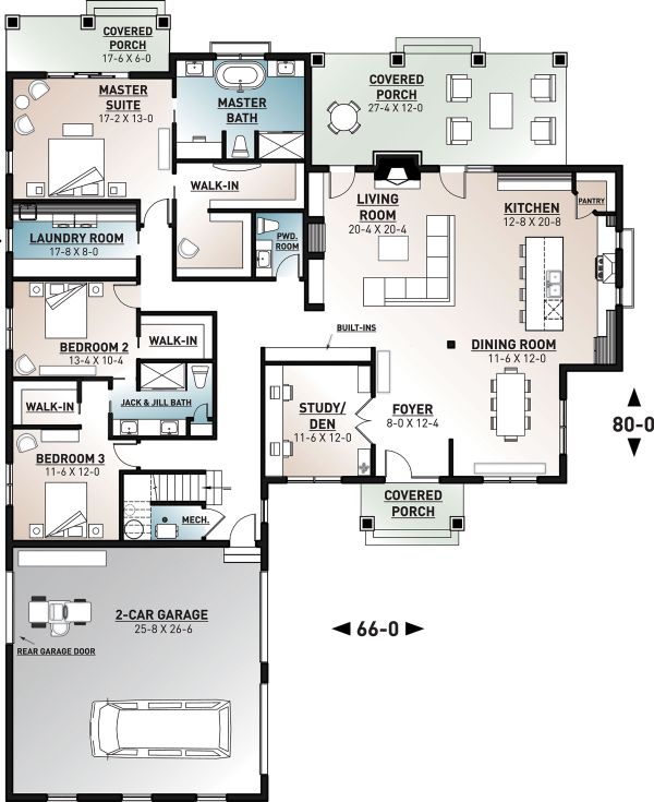 Architectural House Design - Farmhouse Floor Plan - Main Floor Plan #23-2689