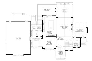 Floor Plan - Main Floor for Craftsman House Plan #1086-11 - 3 bed, 3.5 bath
