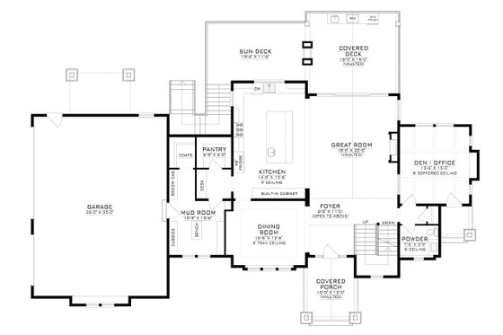 Floor Plan - Main Floor for Craftsman House Plan #1086-11 - 3 bed, 3.5 bath