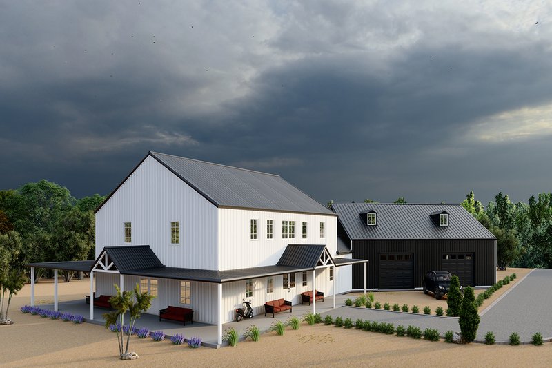 Dream House Plan - Exterior - Other Elevation 4 for Barndominium House Plan #1107-15 - 5 bed, 4 bath