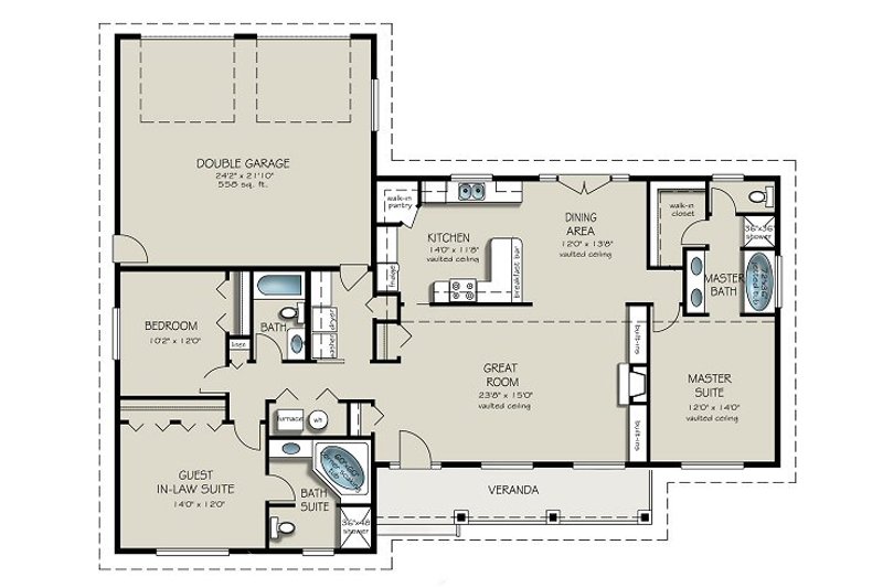 Home Plan - Floor Plan - Main Floor for Ranch House Plan #427-9 - 3 bed, 3 bath