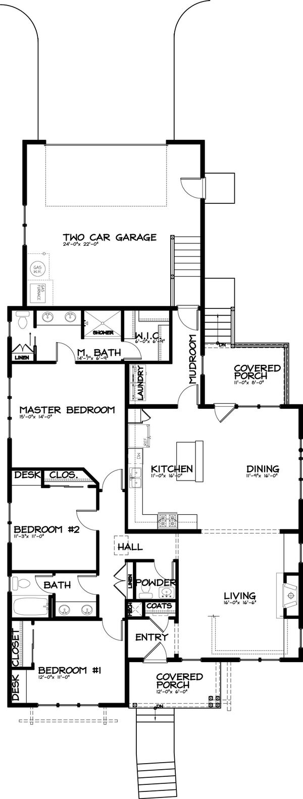 Home Plan - Bungalow Floor Plan - Main Floor Plan #434-1