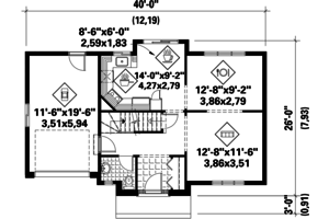 Floor Plan - Main Floor for Traditional House Plan #25-4788 - 3 bed, 1 bath