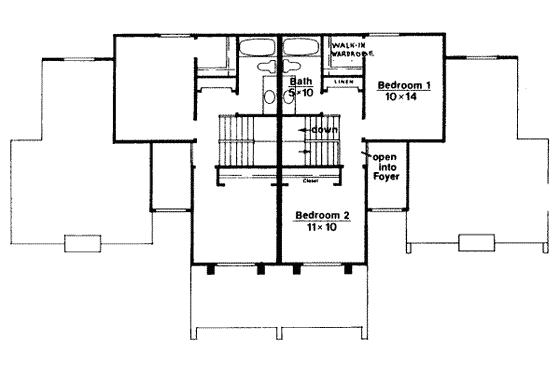 Floor Plan - Upper Floor for Modern House Plan #303-228 - 2 bed, 1.5 bath