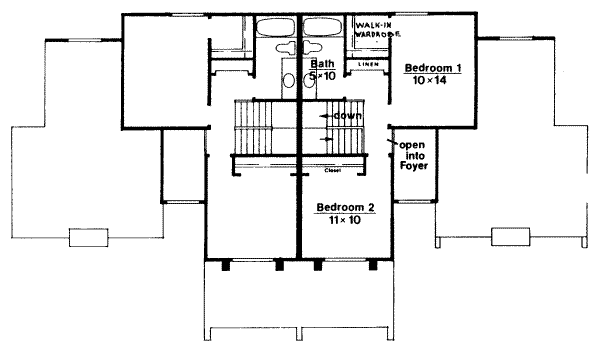 Floor Plan - Upper Floor for Modern House Plan #303-228 - 2 bed, 1.5 bath