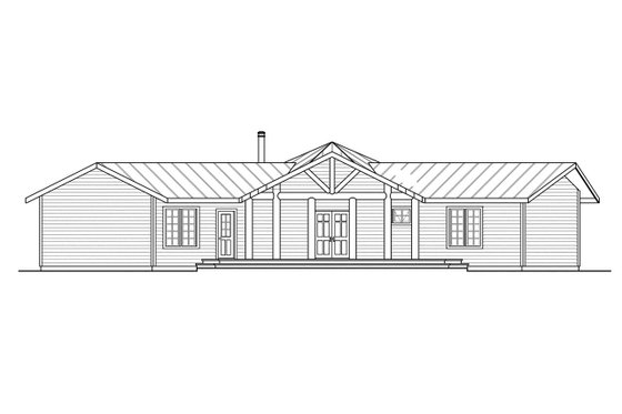 Exterior - Rear Elevation for Ranch House Plan #124-205 - 3 bed, 2 bath