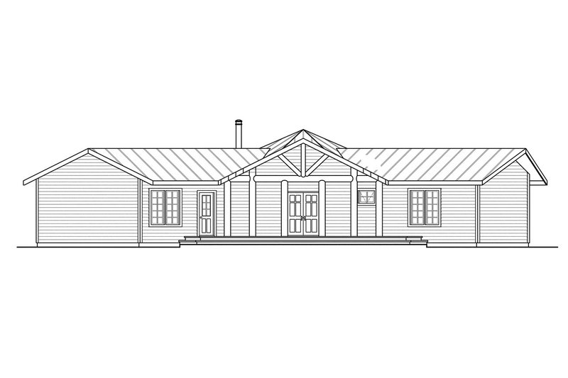 Home Plan - Exterior - Rear Elevation for Ranch House Plan #124-205 - 3 bed, 2 bath