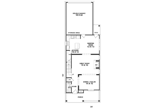 Floor Plan - Main Floor for Southern House Plan #81-117 - 3 bed, 2.5 bath