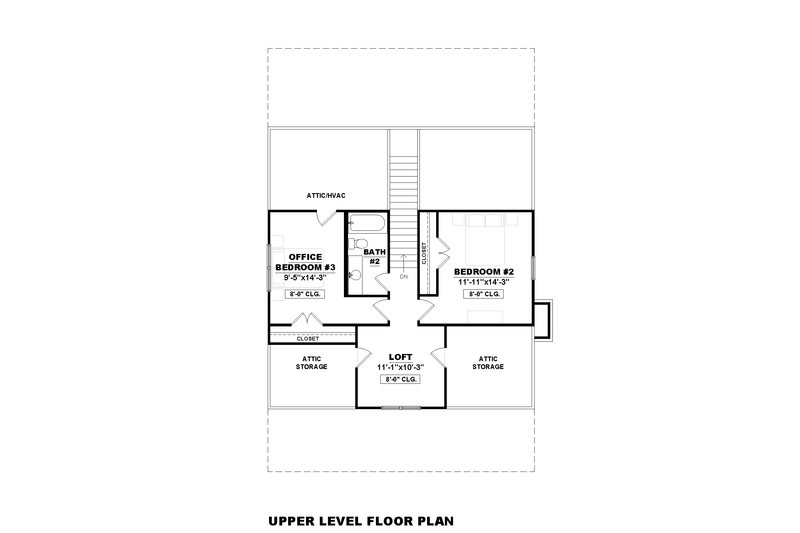 Architectural House Design - Floor Plan - Upper Floor for Farmhouse House Plan #1117-32 - 3 bed, 2.5 bath