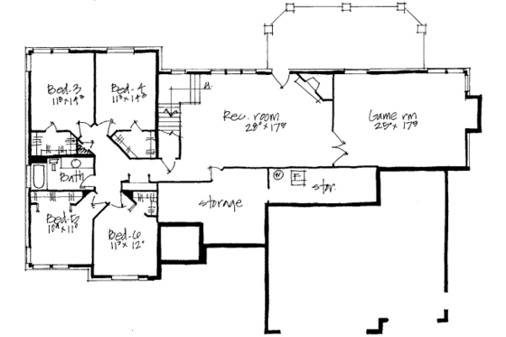 Floor Plan - Lower Floor for Traditional House Plan #308-173 - 7 bed, 3.5 bath
