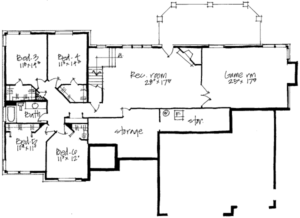 Traditional Floor Plan - Lower Floor Plan #308-173