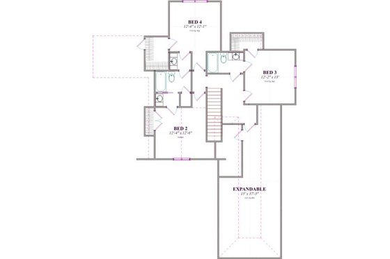 Floor Plan - Upper Floor for European House Plan #63-177 - 4 bed, 3.5 bath