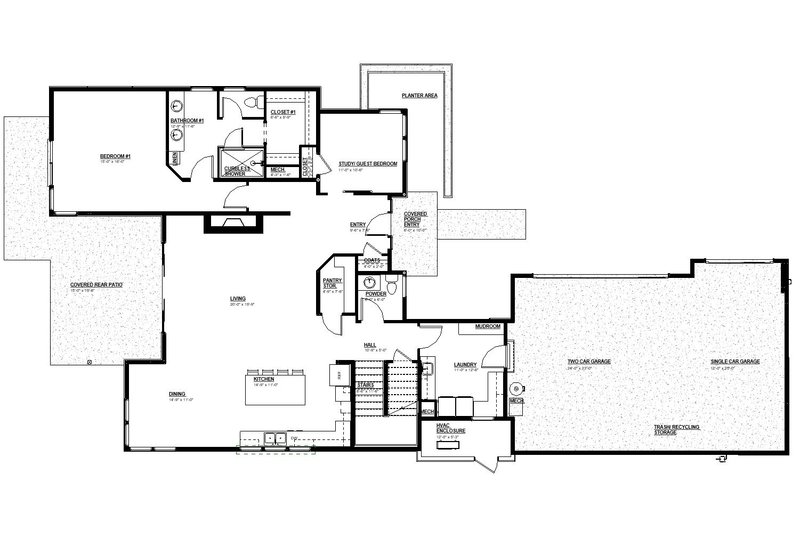 Architectural House Design - Floor Plan - Main Floor for Modern House Plan #895-172 - 4 bed, 2.5 bath