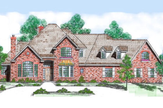 Exterior - Front Elevation for European House Plan #52-217 - 3 bed, 4 bath