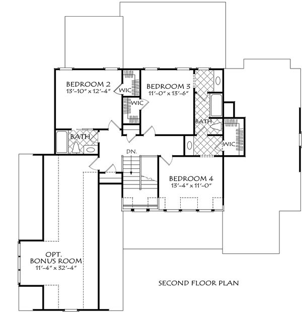 Farmhouse Floor Plan - Upper Floor Plan #927-998