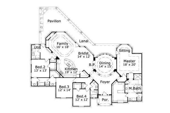 Floor Plan - Main Floor for European House Plan #411-282 - 4 bed, 3 bath