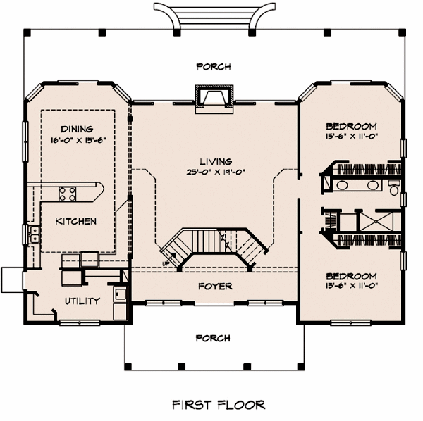 Southern Floor Plan - Main Floor Plan #140-146