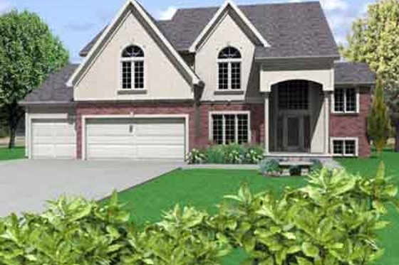 Exterior - Front Elevation for European House Plan #6-220 - 4 bed, 3.5 bath