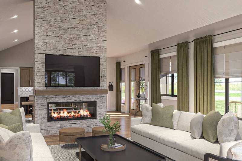 Home Plan - Interior - Family Room for Barndominium House Plan #455-384 - 3 bed, 2.5 bath