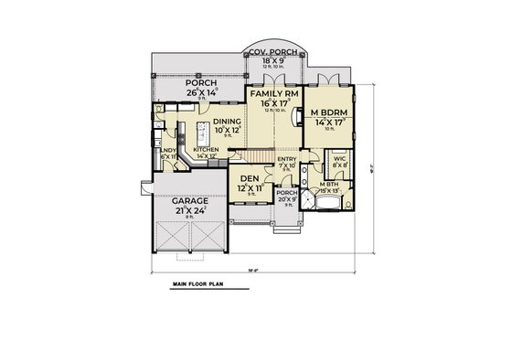 Floor Plan - Main Floor for Traditional House Plan #1070-58 - 3 bed, 2.5 bath