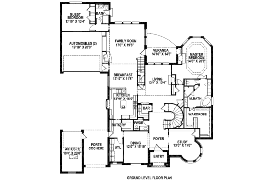 Floor Plan - Main Floor for European House Plan #141-263 - 5 bed, 4.5 bath