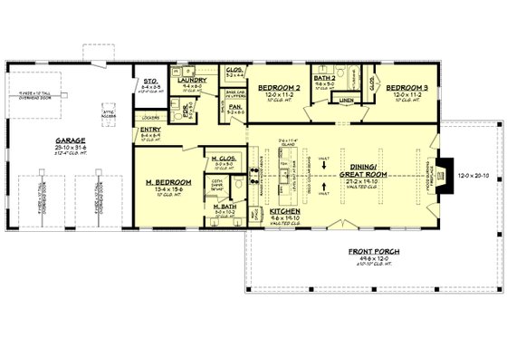 Floor Plan - Main Floor for Barndominium House Plan #430-355 - 3 bed, 2.5 bath