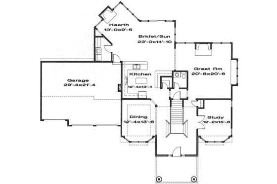 Floor Plan - Main Floor for Southern House Plan #6-131 - 4 bed, 3.5 bath