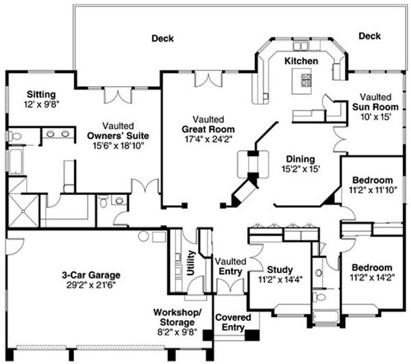 Dream House Plan - Mediterranean Floor Plan - Main Floor Plan #124-727
