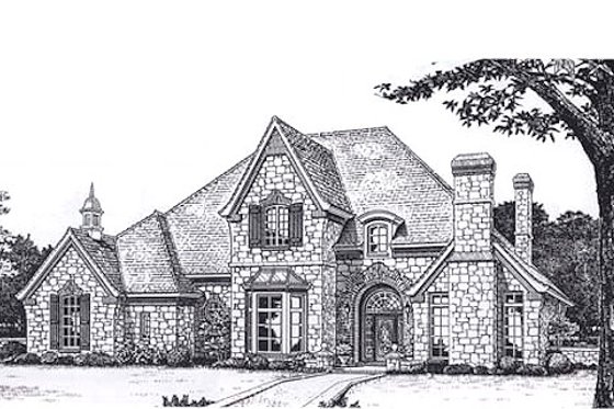 Exterior - Front Elevation for European House Plan #310-165 - 5 bed, 3.5 bath