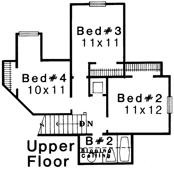 Traditional Floor Plan - Upper Floor Plan #310-140