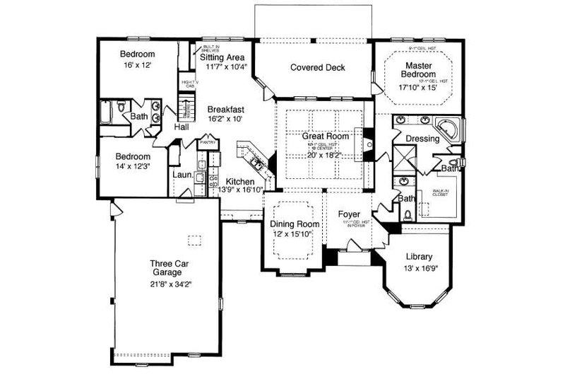 Home Plan - Floor Plan - Main Floor for European House Plan #46-403 - 3 bed, 2.5 bath
