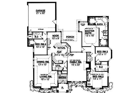 Floor Plan - Main Floor for European House Plan #40-192 - 4 bed, 3 bath