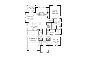 Floor Plan - Main Floor for Cottage House Plan #48-1029 - 2 bed, 2 bath