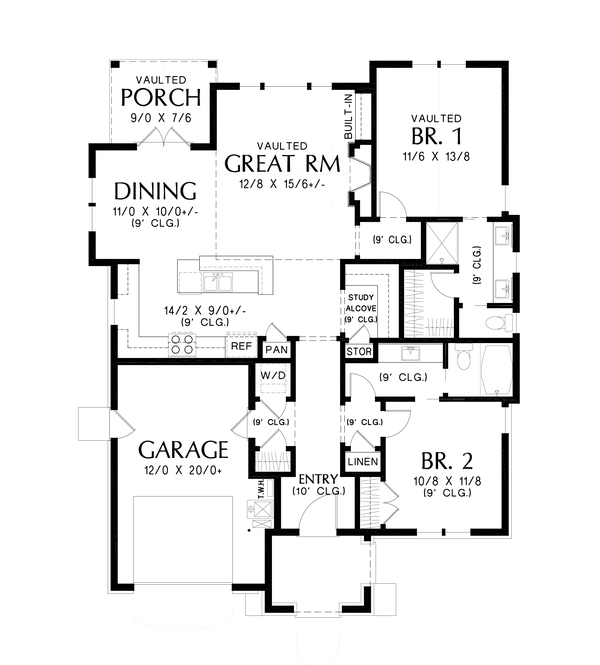 Cottage Floor Plan - Main Floor Plan #48-1029