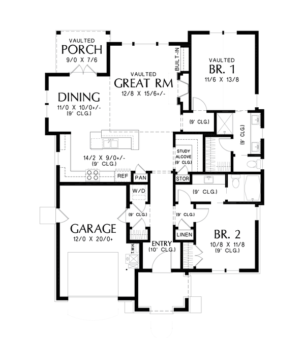 House Blueprint - Cottage Floor Plan - Main Floor Plan #48-1029