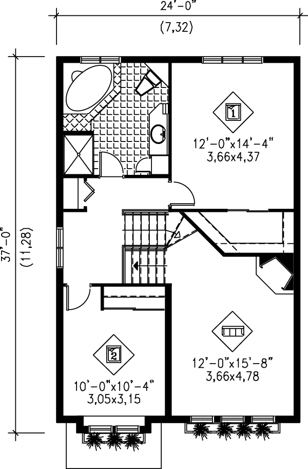 European Floor Plan - Upper Floor Plan #25-225