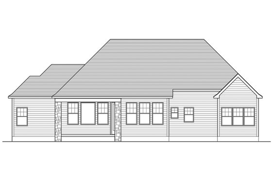 Exterior - Rear Elevation for Ranch House Plan #1010-212 - 3 bed, 2.5 bath