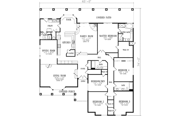 Floor Plan - Main Floor for Adobe / Southwestern House Plan #1-857 - 5 bed, 4 bath