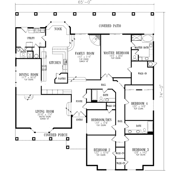 Adobe / Southwestern Style House Plan - 5 Beds 4 Baths 3579 Sq/Ft Plan ...