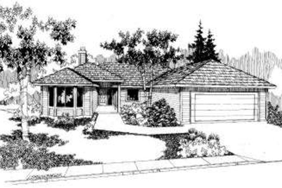 Exterior - Front Elevation for Traditional House Plan #303-298 - 3 bed, 2 bath