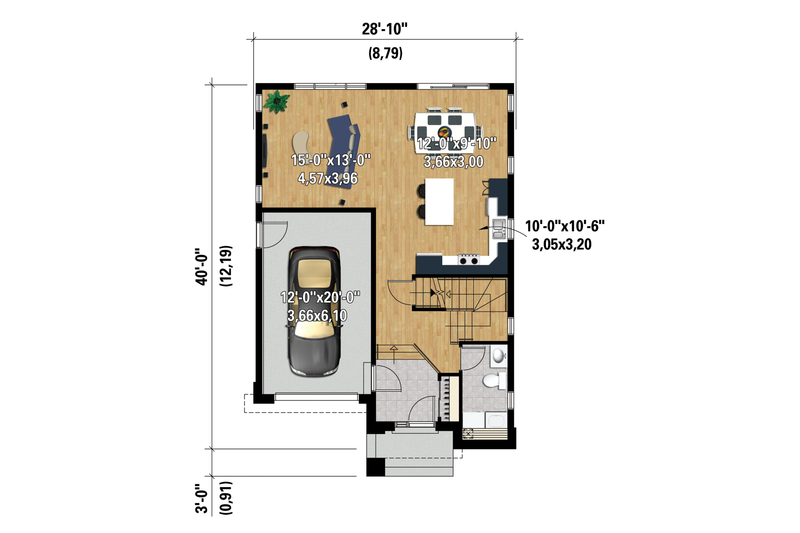House Plan Design - Floor Plan - Main Floor 1 for Contemporary House Plan #25-4320 - 3 bed, 1 bath