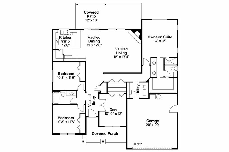 House Blueprint - Floor Plan - Main Floor for Ranch House Plan #124-902 - 3 bed, 2 bath