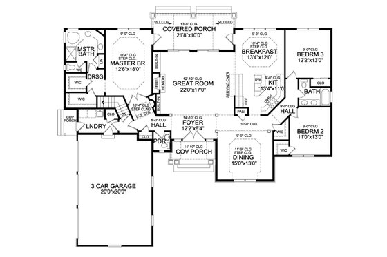 Floor Plan - Main Floor for Country House Plan #456-24 - 3 bed, 2.5 bath