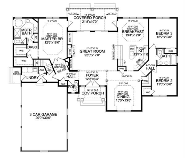 Country Floor Plan - Main Floor Plan #456-24