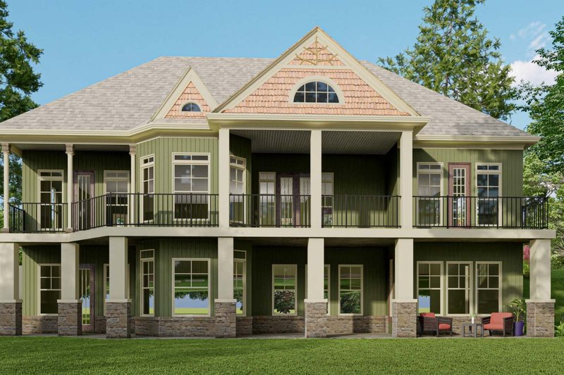 House Blueprint - Exterior - Rear Elevation 1 for Traditional House Plan #54-448 - 3 bed, 3 bath