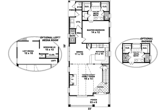 Floor Plan - Main Floor for Farmhouse House Plan #81-449 - 3 bed, 2.5 bath